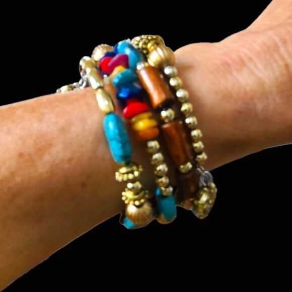 Paris Jewelry - PARIS! Beacelet Bohemian Statement Memory Bracelet Multi-Colored‎